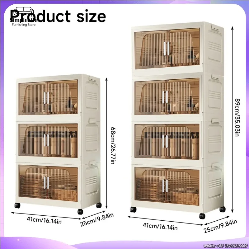 

Foldable Storage Cabinet for Living Room Bedroom Dustproof Easy Install Folding Box Organize Toys Snacks Clothes Home Decor