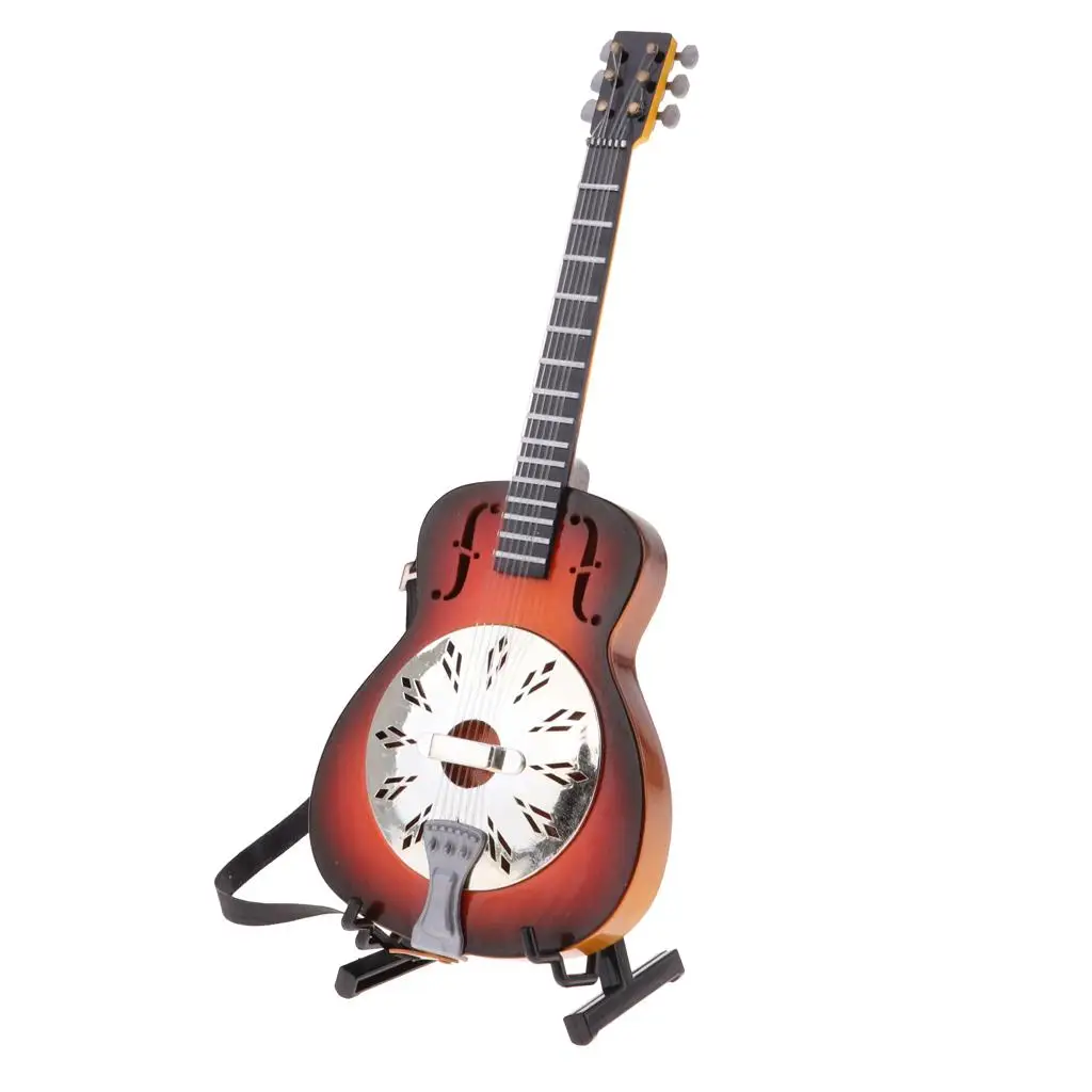 Miniature Guitar Realistic Musical Instrument Model Wooden Desk Ornament for Dollhouse Furniture 1/6 Scale Toys