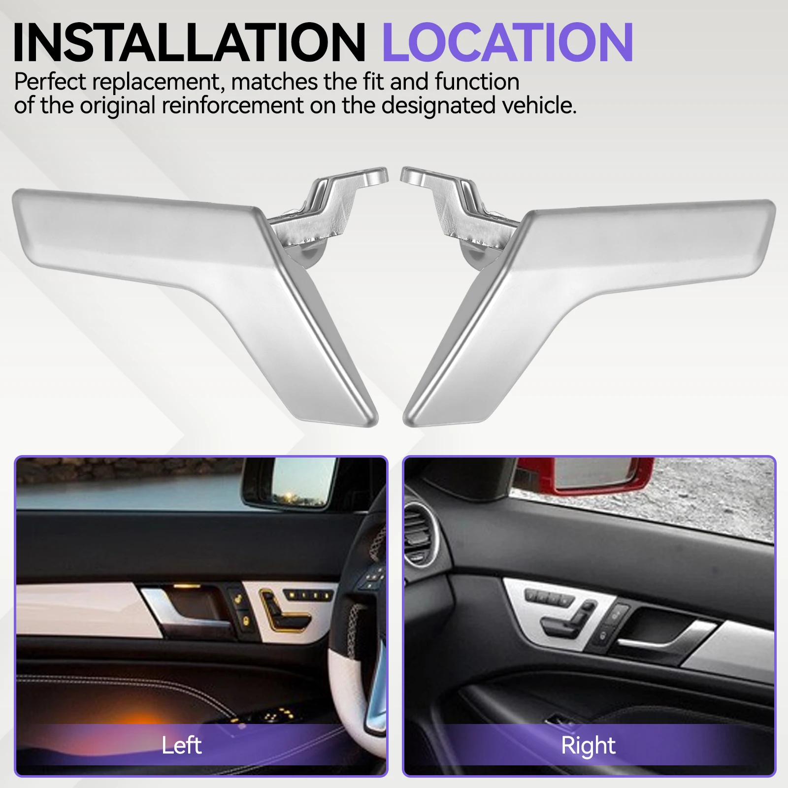 L+R Matte Silver Interior Opening Door Handle 2047202663 For Mercedes Benz W204 C-Class GLK 300 C180 C200 C300