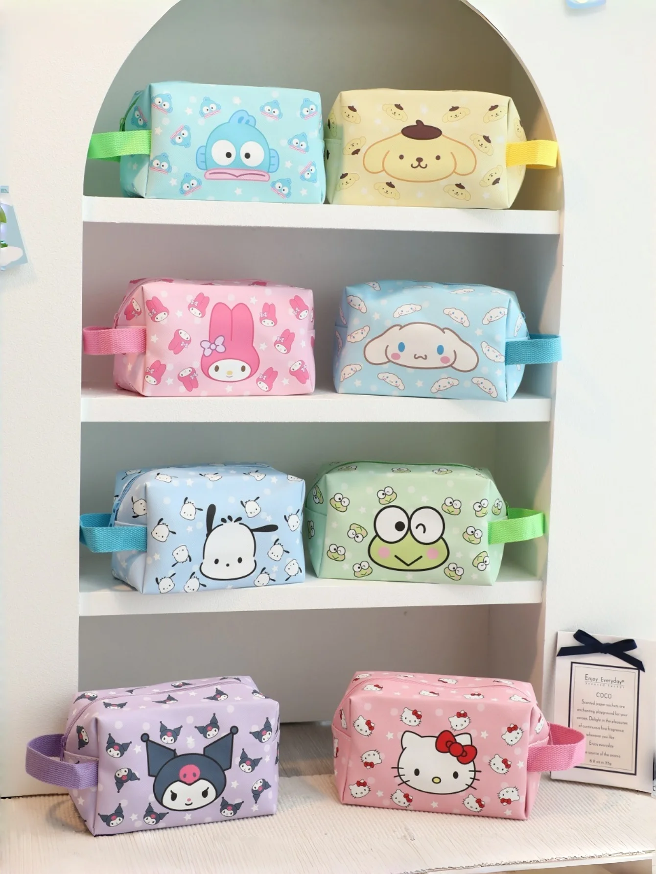 1pc Sanrio Hello cute Kitty My Melody Kuromi Cinnamoroll Large Cosmetic Bag with Handle | Cute Cartoon Design