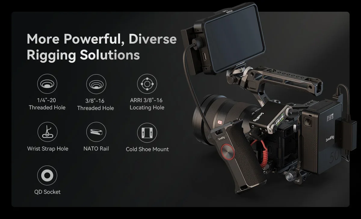 SmallRig A6700 Käfig-Set für Sony Alpha 6700, integrierte Schnellwechselplatte für Arca mit Kabelklemme für Schuhmontage 4336 – Detail 6