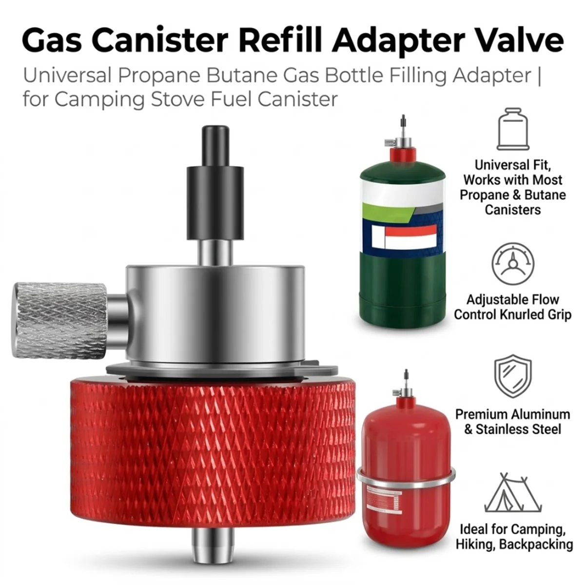 Reusable Metal Airsoft Propane Adapter Green Gas Refill Cylinder Connector With Silicone Oil Port For GBB Paintball Camp Tank