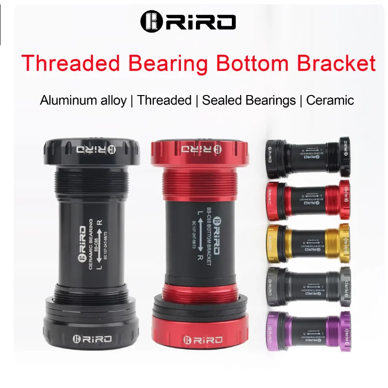 RIRO BB68/BB92 68/73MM MTB Bicycle Ceramic Bottom Bracket Threaded BB Sealed Bearings Road Bike 1.37/24mm Shaft Univesal Parts
