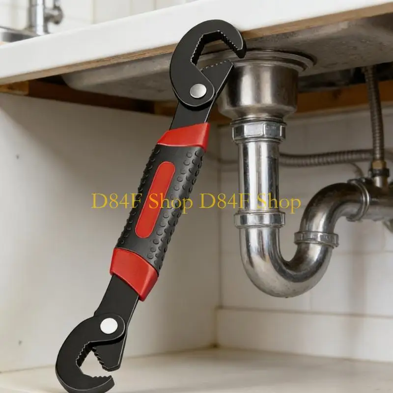 D84F Adjustable Open End Wrench Multifunctional Pipe Clamp Adjustable Wrench Suitable for Home Bathroom Maintenance
