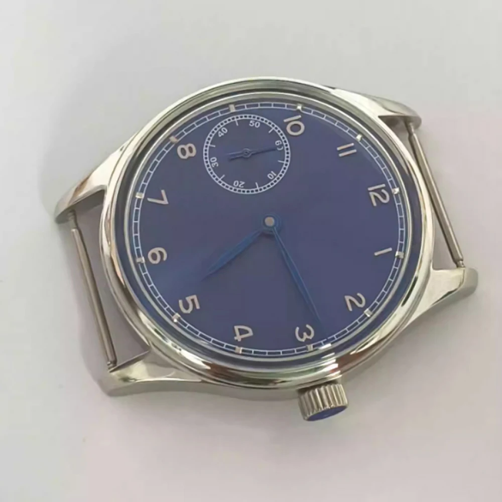 42mm Men's Manual Winding Mechanical Watch for ST6497 3600 Series Movement Manual Wind Watch Transparent Bottom Case Wristwatch