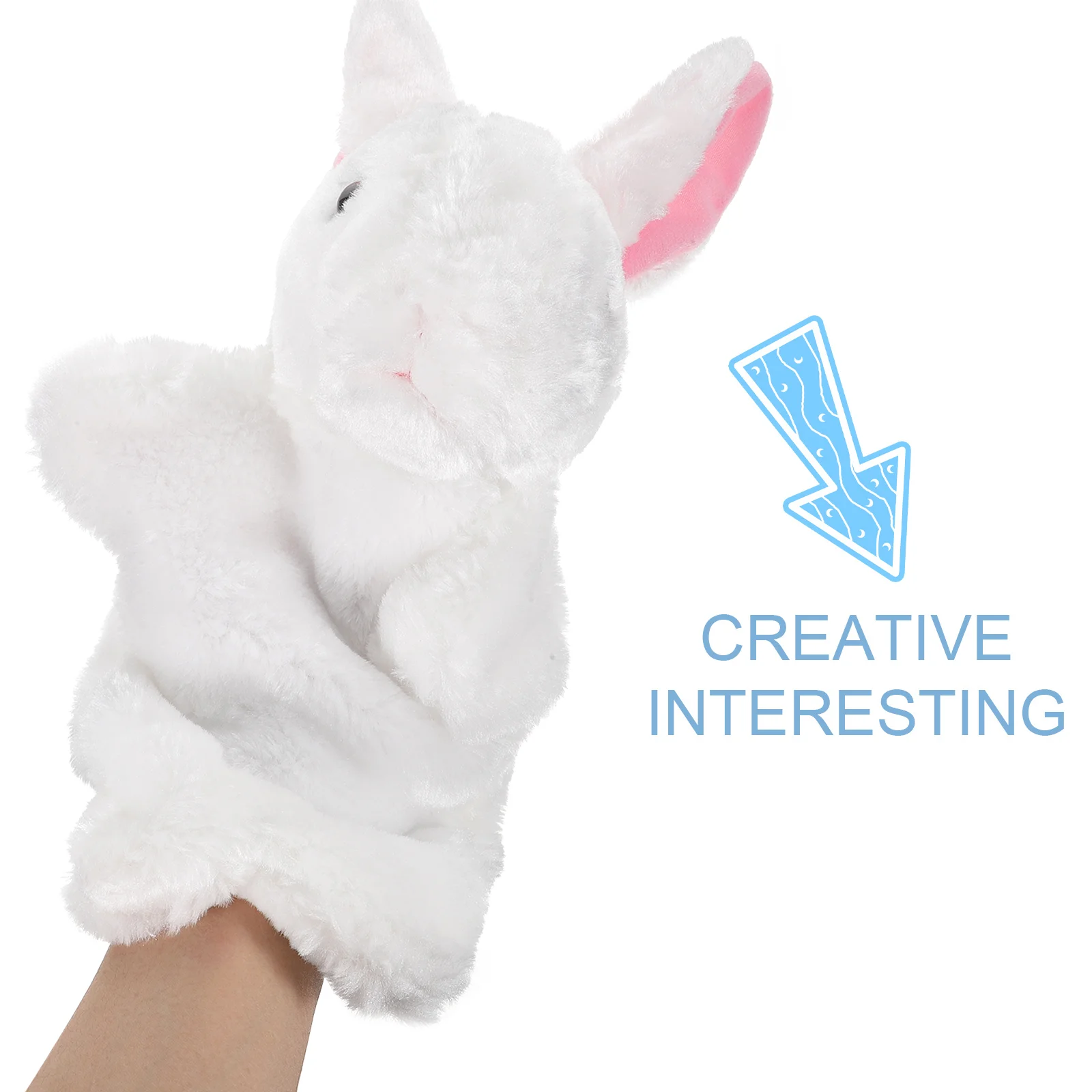 2 Pcs Kids Toys Hand Puppet Early Education Animal Puppets Interactive Small White Plush Bunny Storytelling Gifts