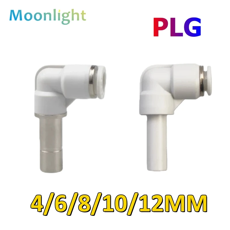 1PC White Pneumatic Connector Fittings Plug Push in Elbow PLJ 4/6/8/10/12mm Tube Bent-through Lever Tubular Insertion-type