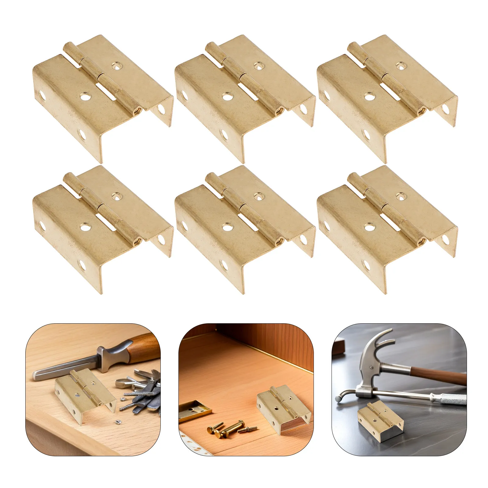

10Pcs Four-Fold Cabinet Hinges 180 Degree Folding Folding Door Hinges for Wooden Wardrobe Bedroom Furniture Decorative Chest