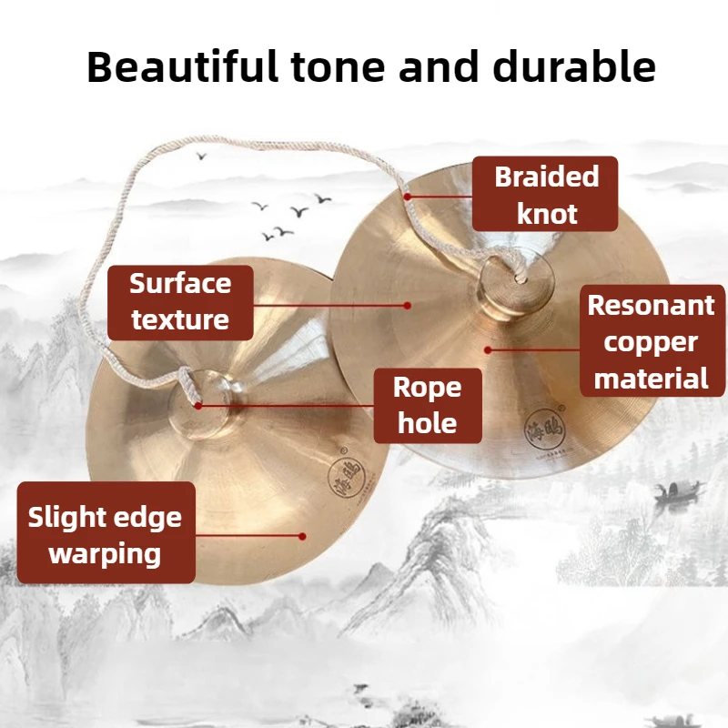 Copper Cymbals Chinese Professional Gongs Drums Cymbals Adults Beginners Practice Large Cymbal Lion Dance Percussion Instruments