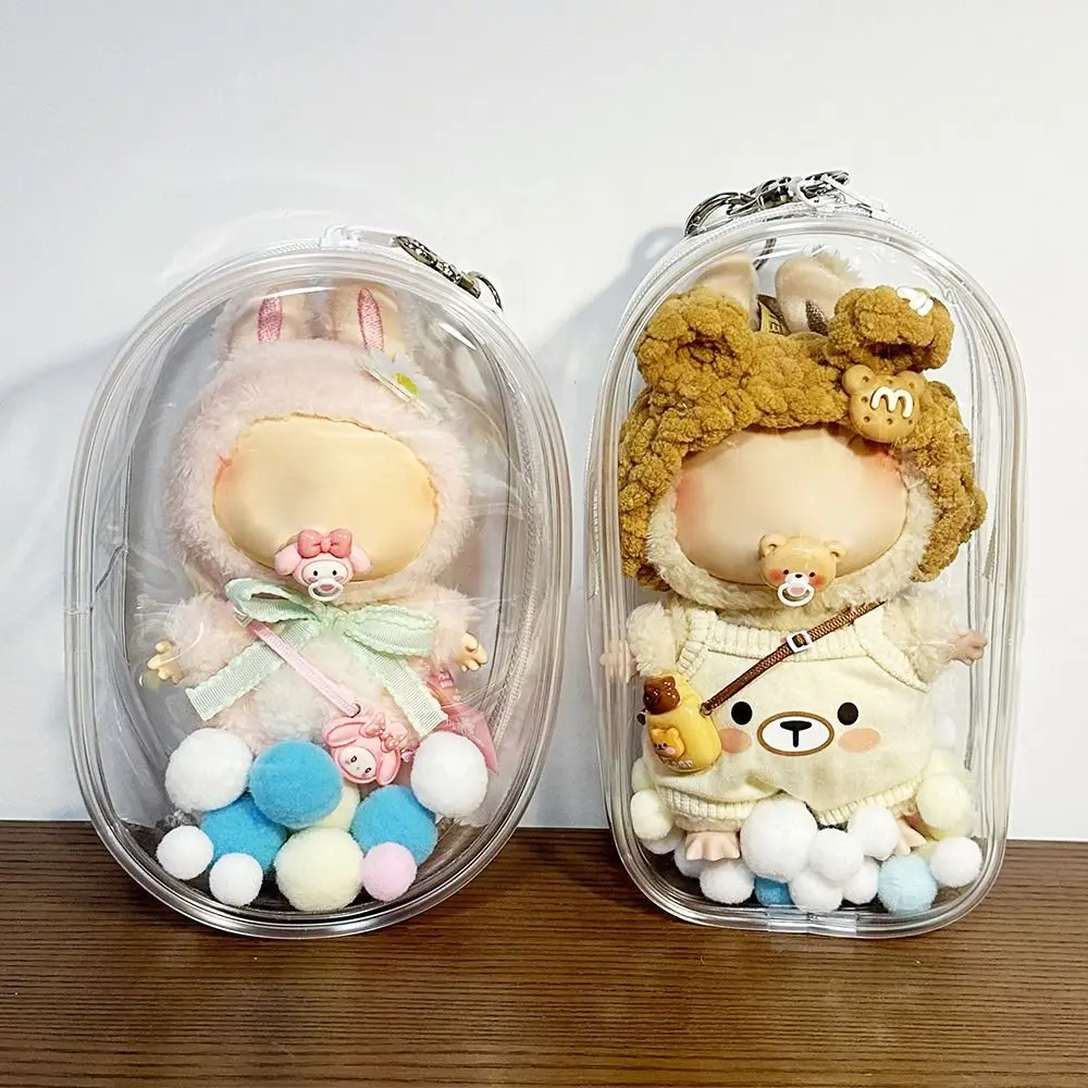 18cm Cotton Doll Bag 17cm Labubu Enamel Thickened High Transparency Doll Bag Cute Protection Stroller Dust Storage