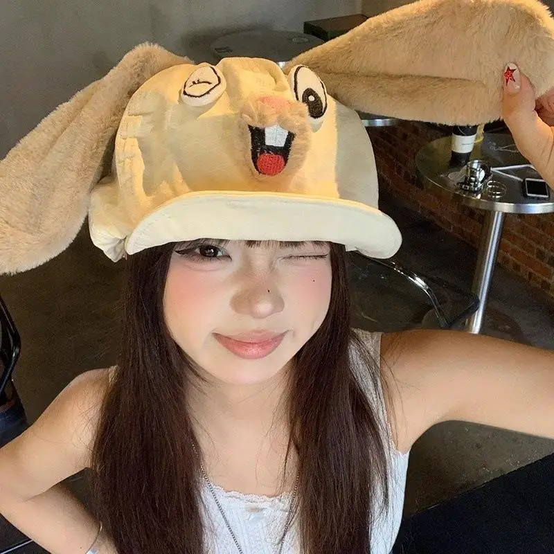لطيف الكرتون طويل الأذن أرنب مثمنة الرسام قبعة للنساء الفتيات الخريف الشتاء عادية تنوعا قبعة الهدايا