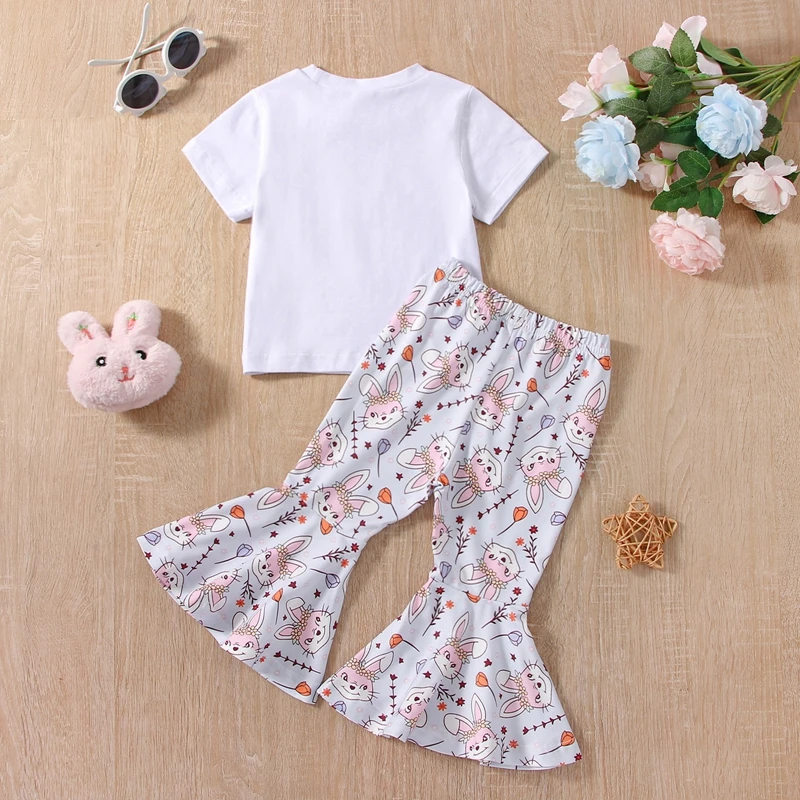 

Girls 2-Piece Outfit Sleeveless Floral Print Top with Ruffle Hem and Matching Wide Leg Pants for Summer Fun