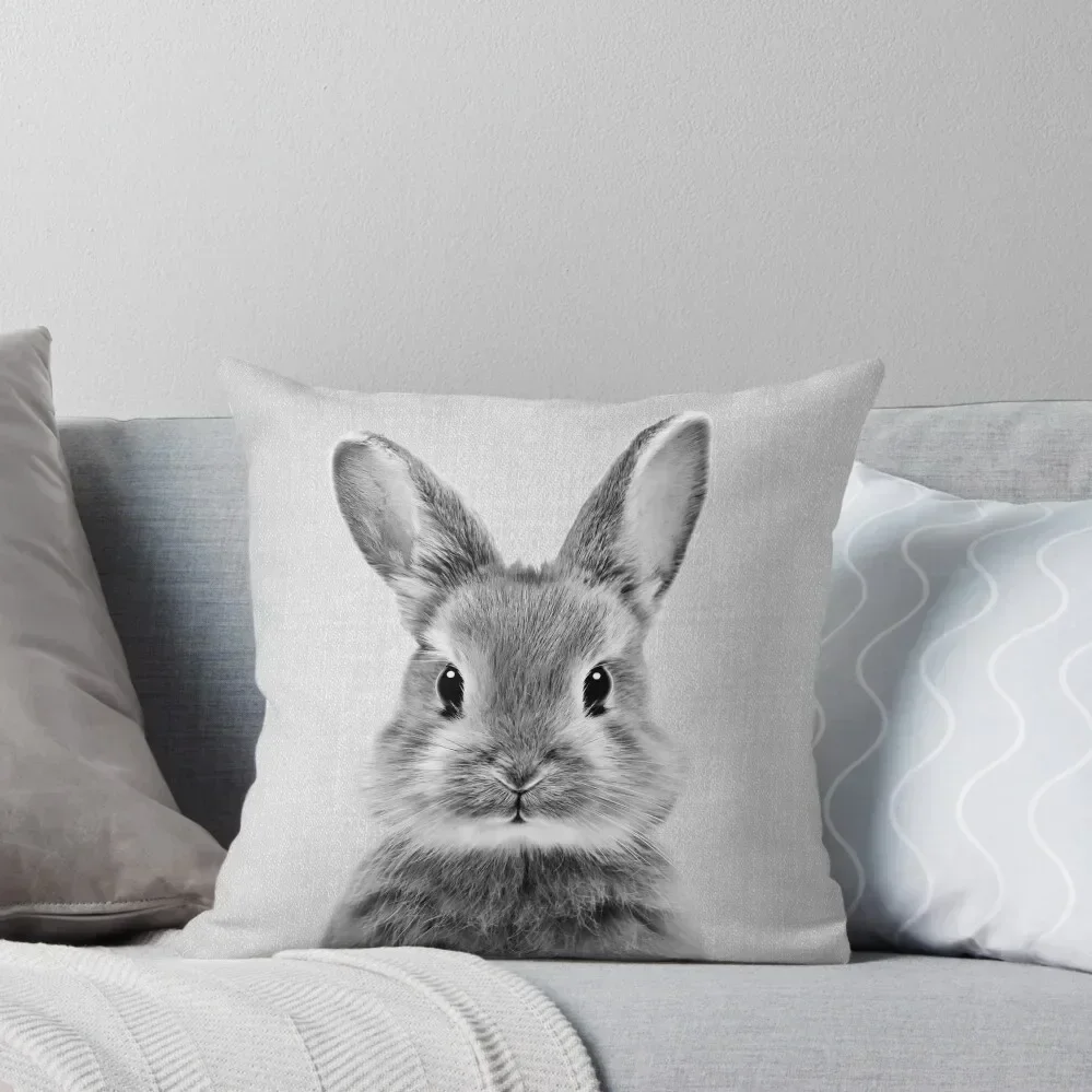 

Baby Rabbit - Black & White Throw Pillow Couch Pillows christmas supplies Anime pillow