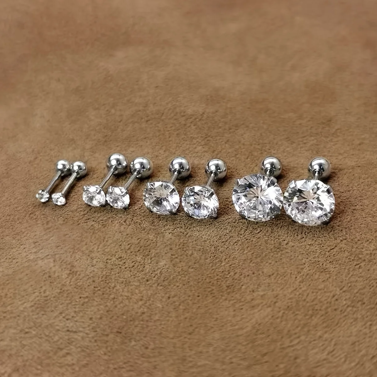 1/4 Pairs Shiny Crystal Zircon Stud Earrings For Women Men Stainless Steel Round Ball Screw Back Needle CZ Ear Jewelry 2/4/6/8mm