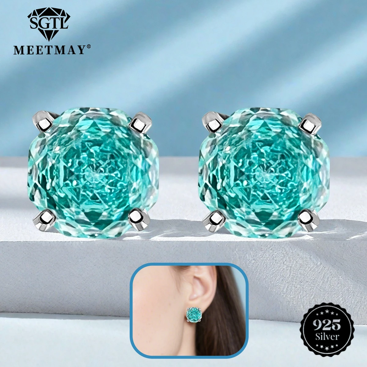 

Elegant S925 Silver Earrings with gradient color Paraiba Rose Cut Cubic Zirconia Stylish & Hypoallergenic for Women fine jewelry