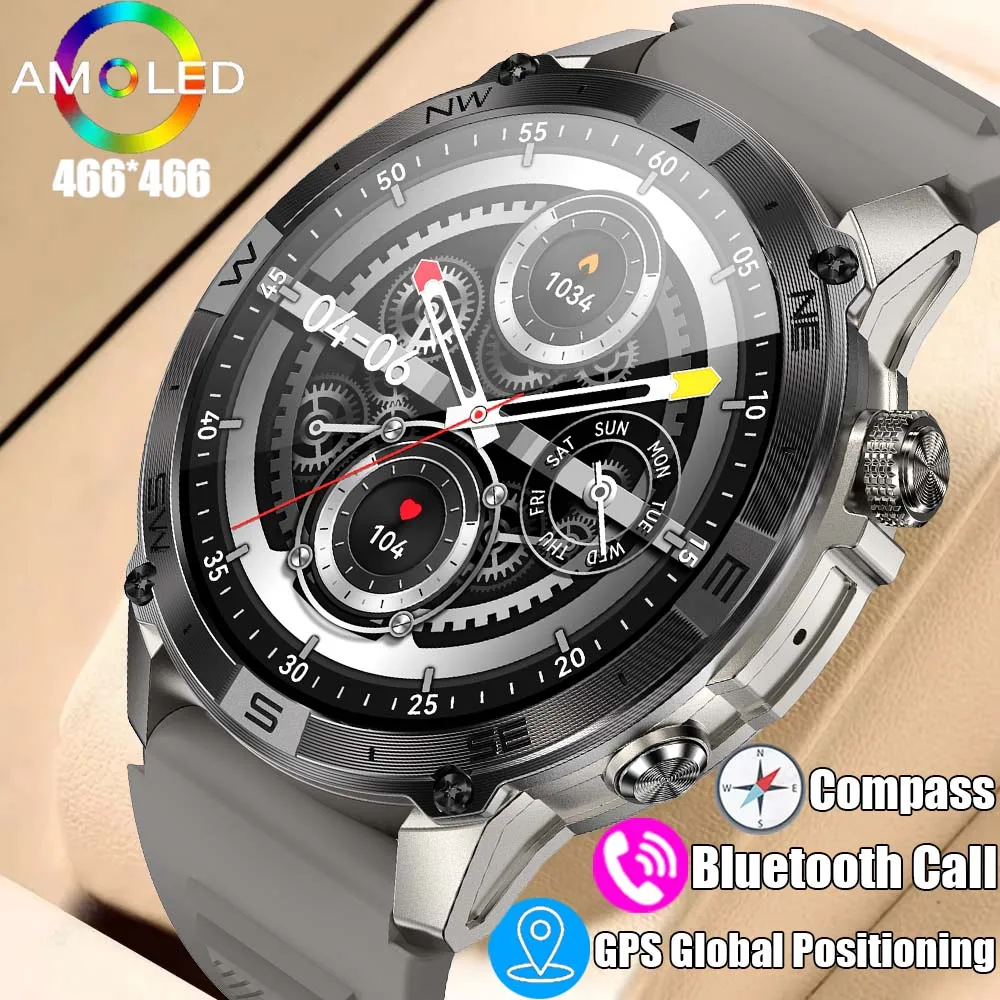 New For Huawei Xiaomi GPS Men Smart Watch 2024 Bluetooth Call Compass IP68 Waterproof Amoled Always Display Women Smart Watch