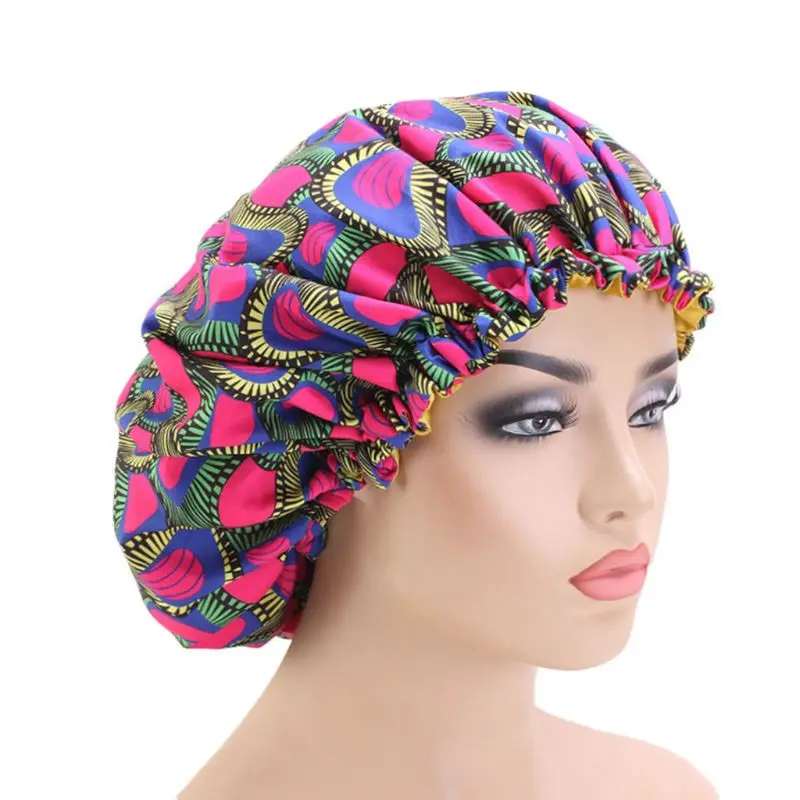 Womens Ethnic for  Large  Lined Hair Sleep Bonnet  Double Layered Reversible Colorful Adjustable Night Hair Loss Turban Hat