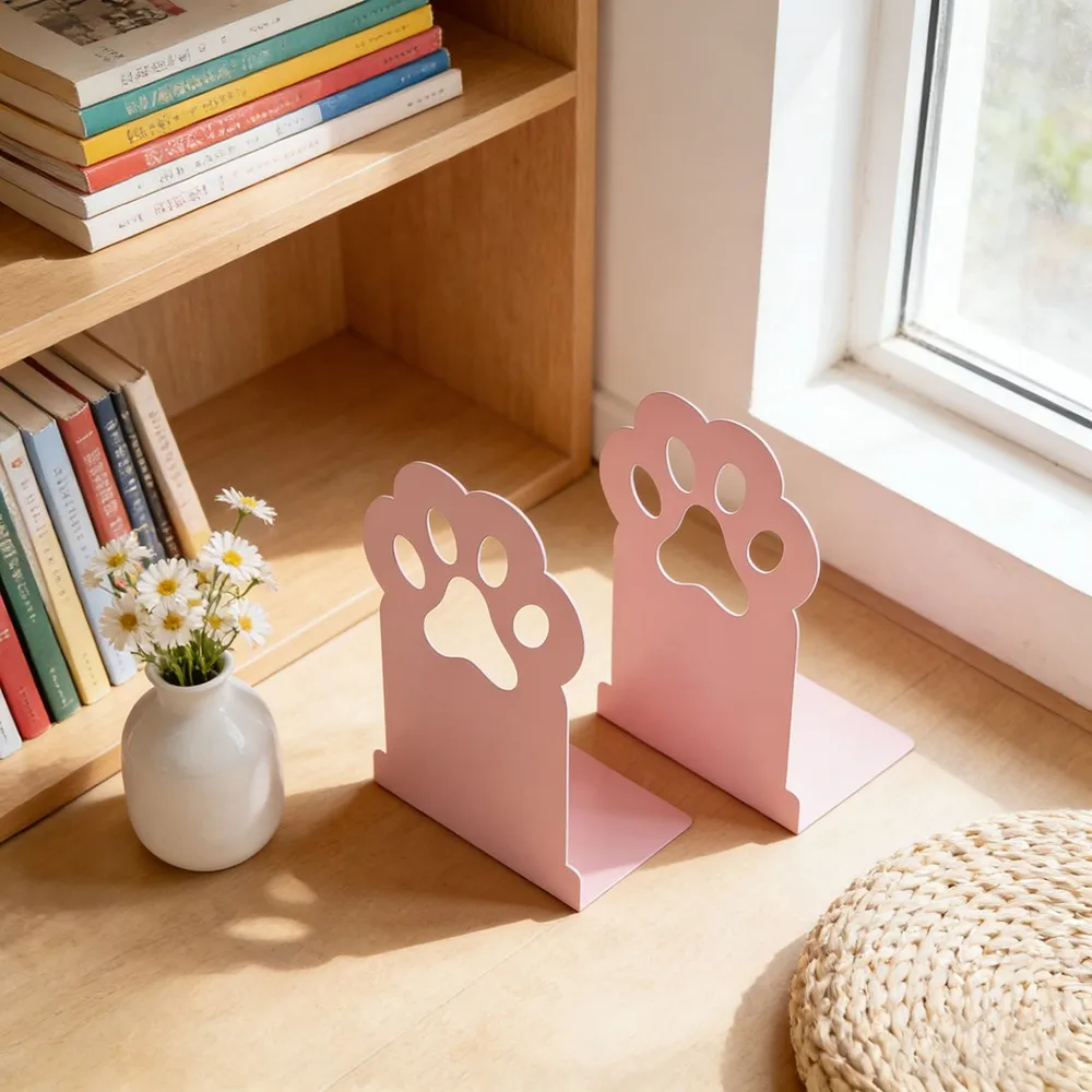 Pink Cute Cat Paw Metal Book Stand Cat Lover Birthday Gift Student School Supplies Office Desktop Decoration
