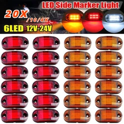 20/10/4PCS 12-24V 6 LED Side Marker Car Lights Front Rear Clearance Indicators Lamp for Trailer Truck Rv Camper Boat Bus Caravan
