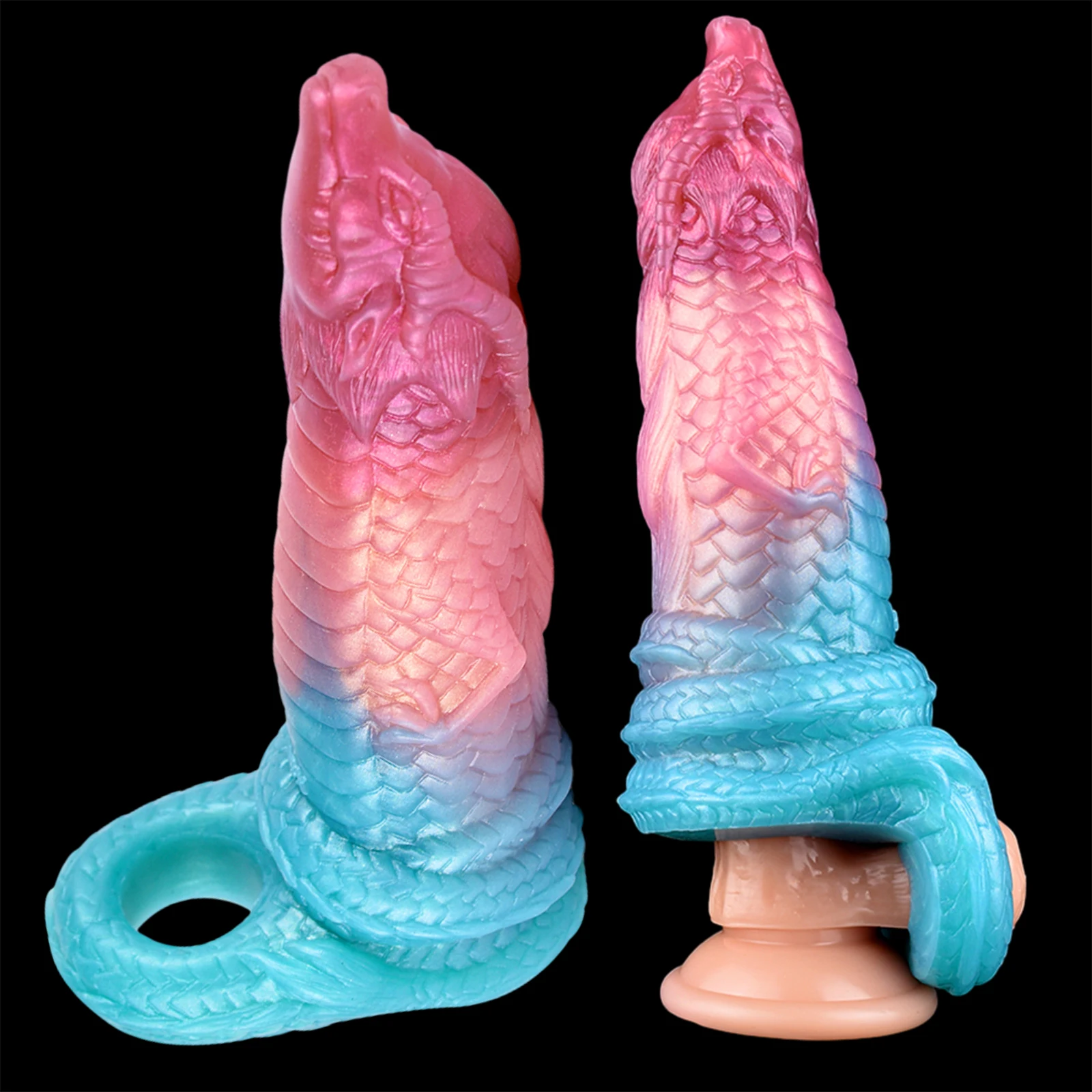 Penis Rings Sleeve Reusable Penis Sleeve Cock Ring Extender Delay Ejaculation Soft Silicone Dragon NNSX-HX5138 image 2