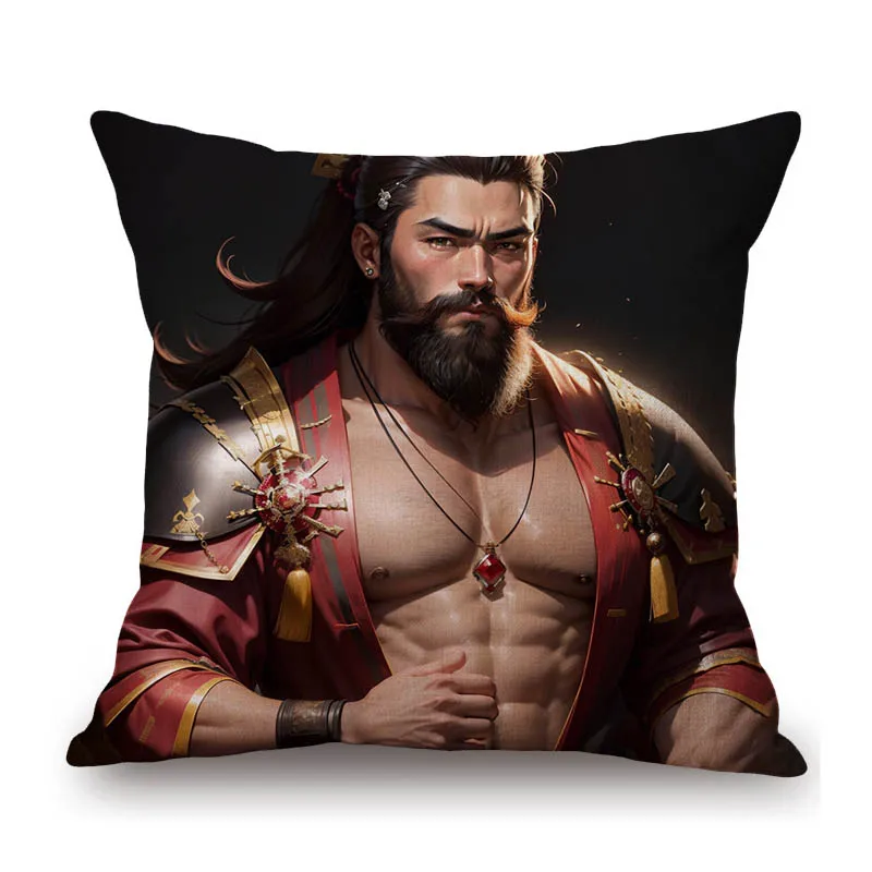 Sexy Solider Warrior General Cartoon Muscle Body Male Hormone Gym Hunk Man Sofa Throw Pillow Case Home Decorative Cushion Cover