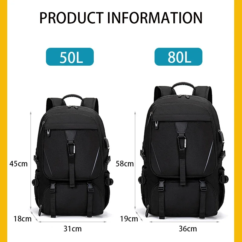 Travel Backpack Men Waterproof Business Bag Expandable USB Shoulder Bag Large Capacity 80L Laptop Bag Mochila Рюкзак Мужской