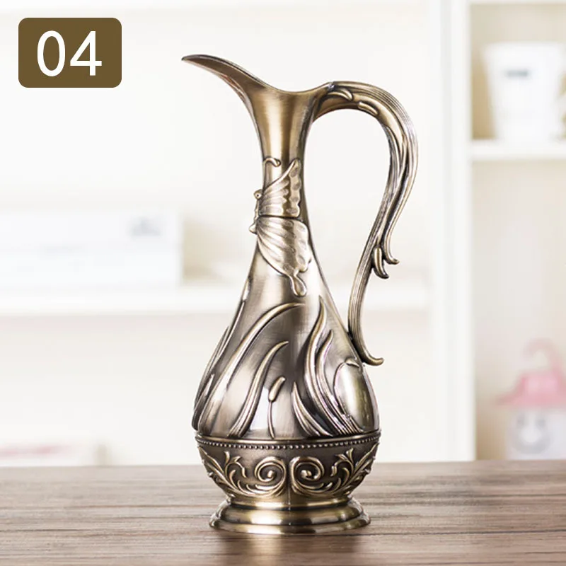 

Europe H23CM bronze color vintage vase home decoration metal vases alloy metal flower vase for home decoration table vase 009