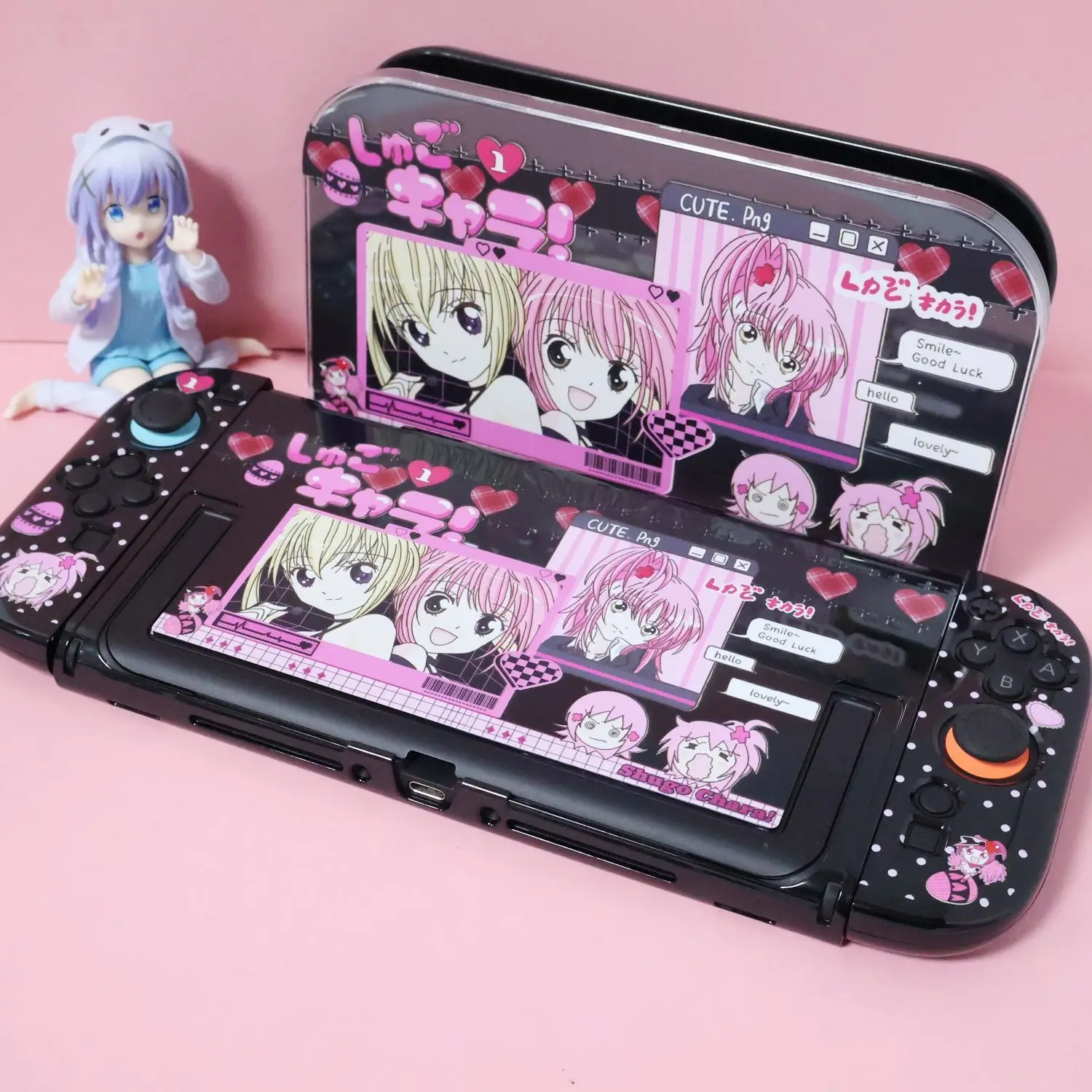 Anime Girl Split Game Case  for Nintendo Switch 2 Console That Fits The Dock with Shock-Resistant Cute Joy-Con Controller Covers