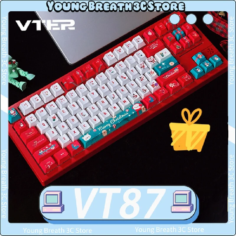 Feker VT87 Mechanical Keyboard Aluminum Alloy 3 Mode Keyboard RGB Hot Swap Backlight PC Customization Christmas PC Office Gift