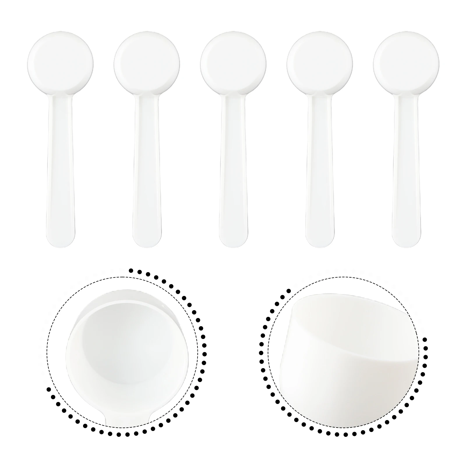 50/100pc 5g White Plastic Measuring Spoon Gram Scoop Food Baking Medicine Powder Milk  Coffee Tea Multifunctional Spoons