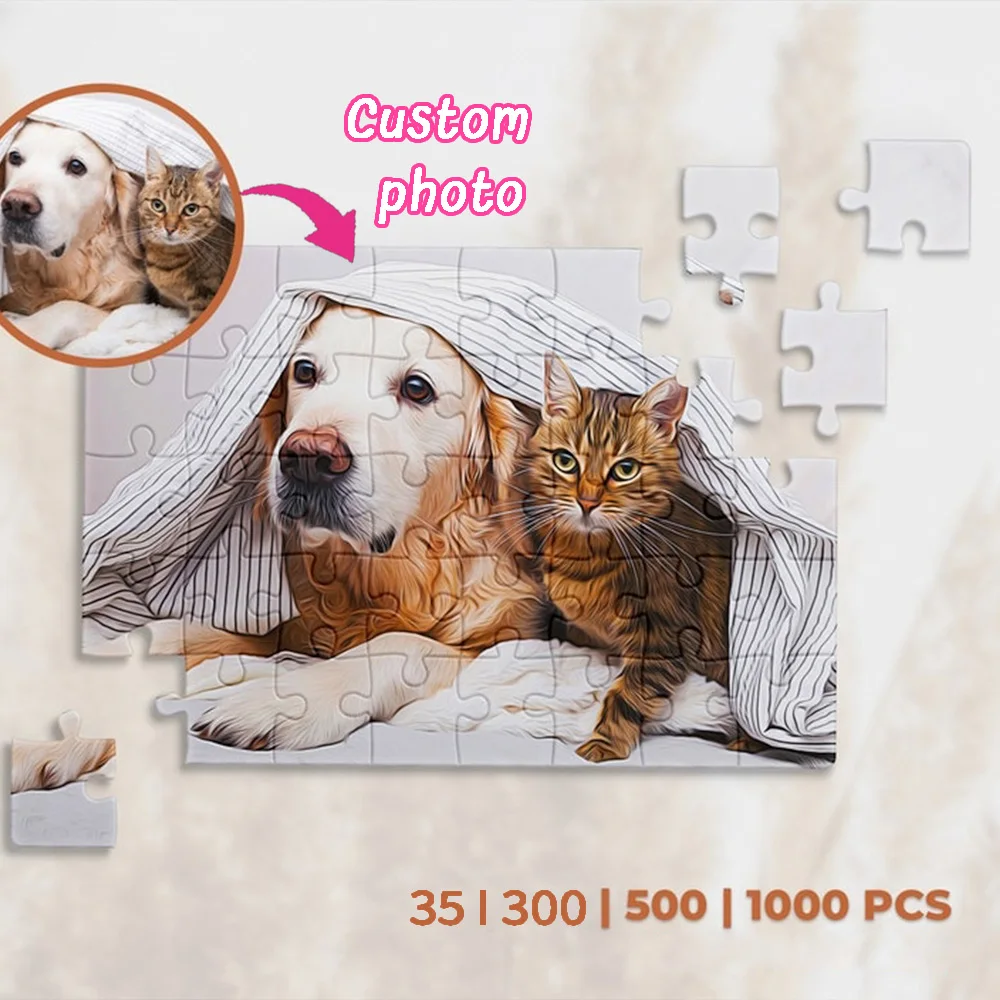 Individuelles Holzpuzzle aus Foto 35/300/500/1000 Teile Personalisiertes Geschenk für Baby Geburtstag Taufe