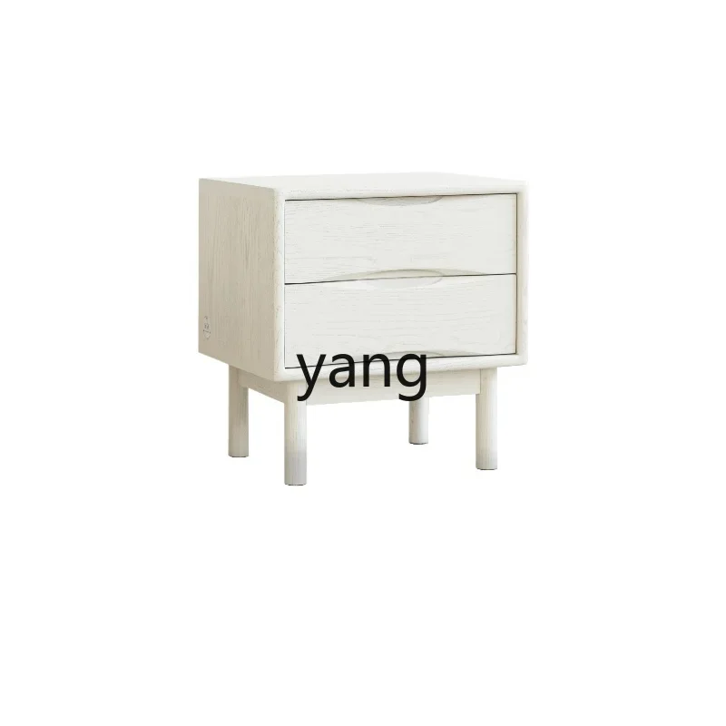 

Yjq Bedside Table Ash Wood Simple Modern White Solid Wood Small Cabinet Bedside Side Table