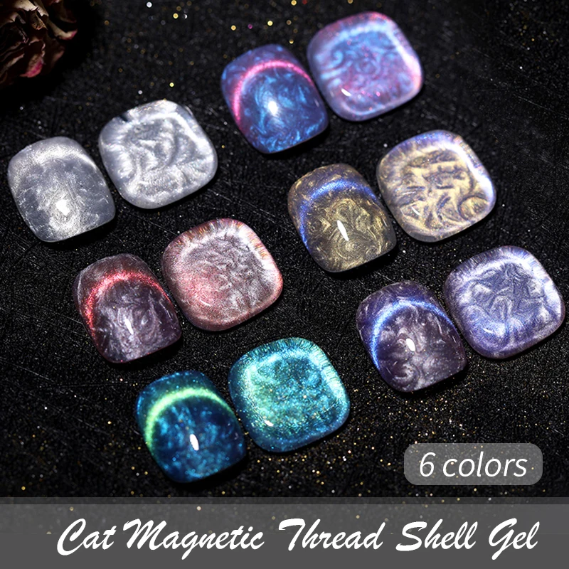 LILYCUTE 7ML Cat Magnetic Thread Pearl Shell Gel Nail Polish 9D Glitter Vernis Semi Permanent UV LED Soak Off Nail Art Gellak