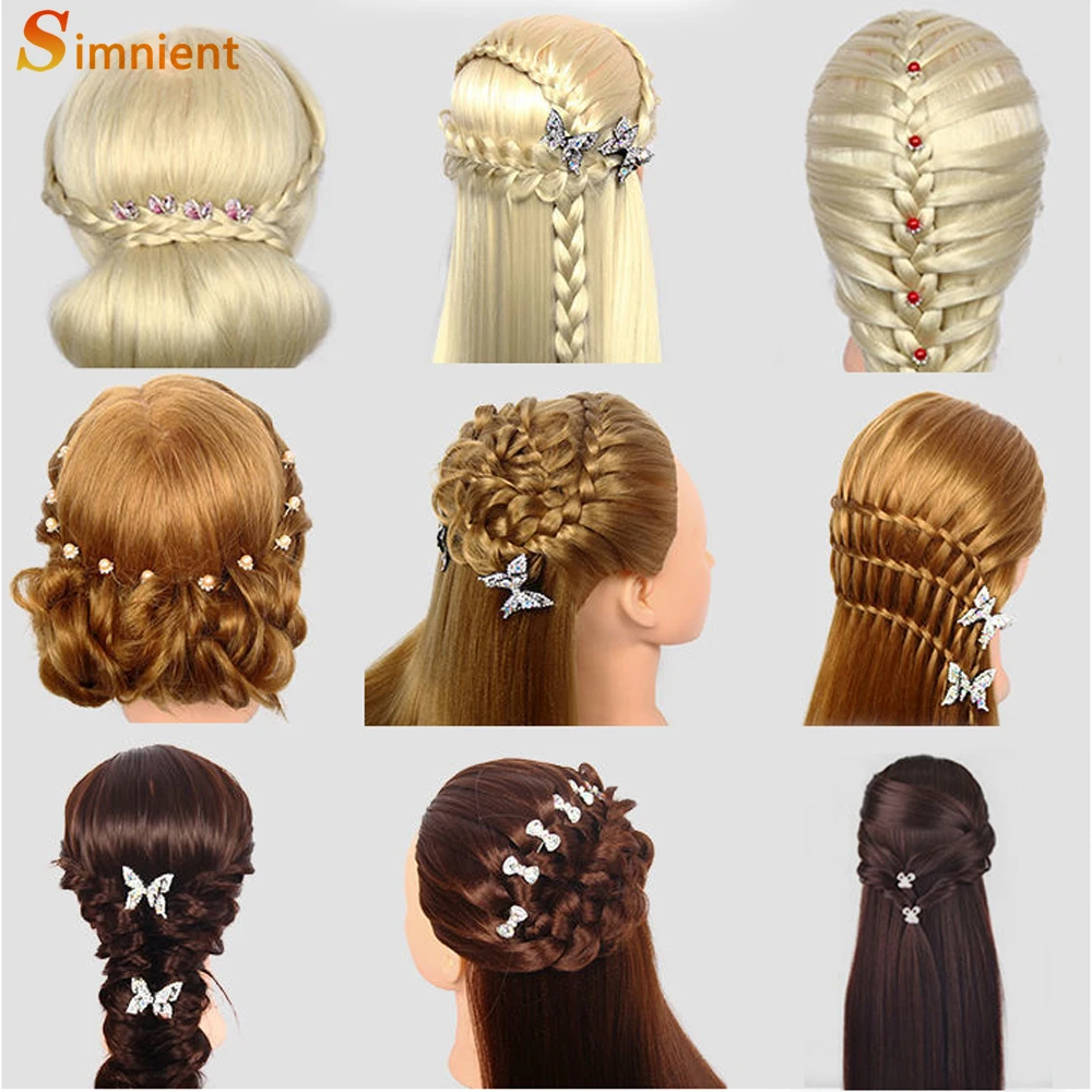 Cabeza de maniquí femenino con pelo sintético de 100% para entrenamiento del cabello, Estilismo, Solon, peluquería, cabeza de muñeca para práctica de peinado