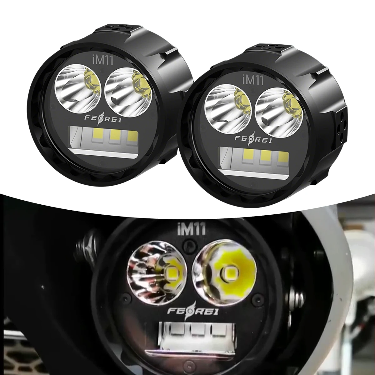 

Ferei 7000 Lumens Mini LED Auxiliary Fog Lights IPX8 Waterproof Performance Cutting Function CNC Motorcycles Lighting Systems