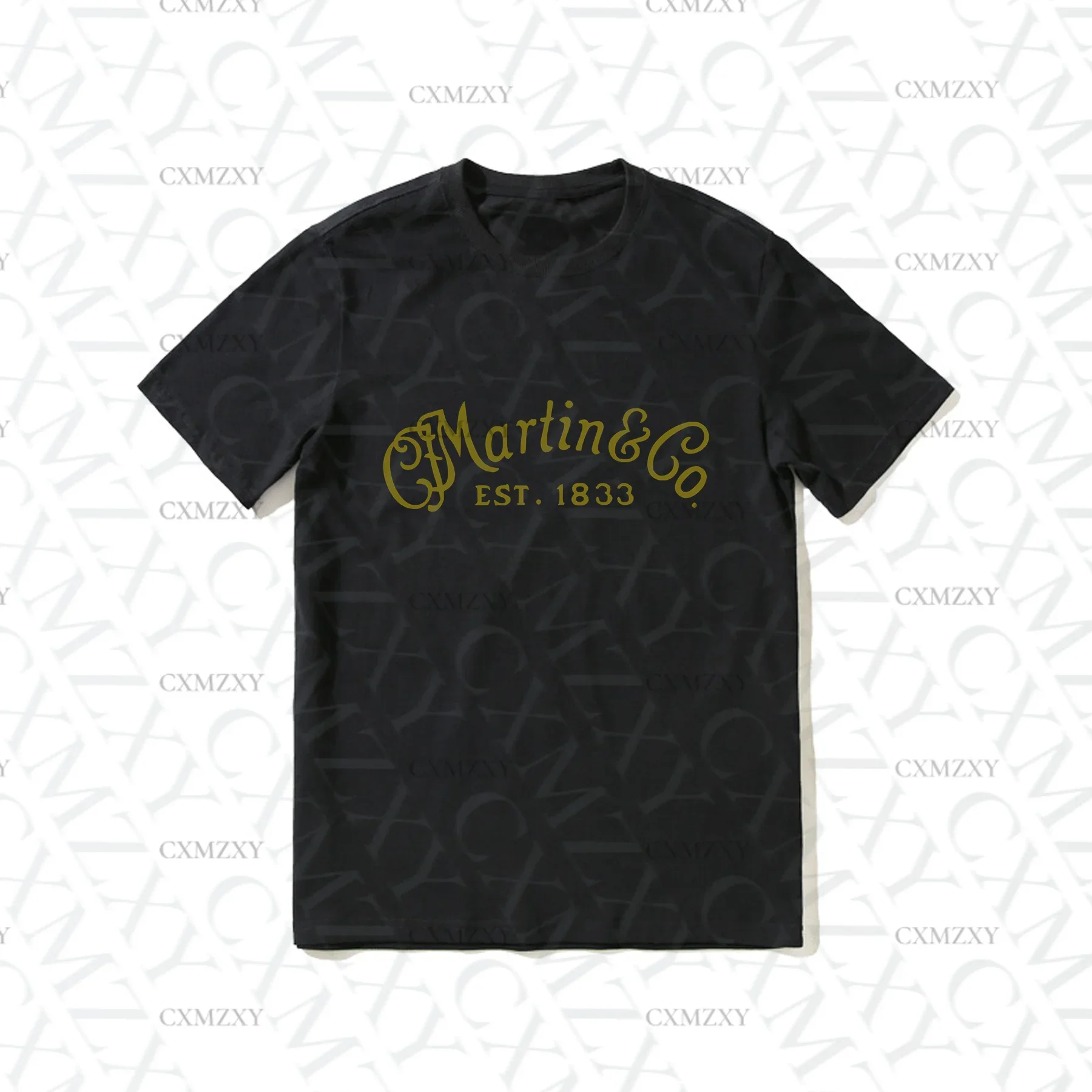 2025 gran oferta verano 100% algodón nuevo Martin & Co guitarra Logo negro camiseta hombres manga corta Cool camiseta ropa informal estilo Hip Hop camiseta