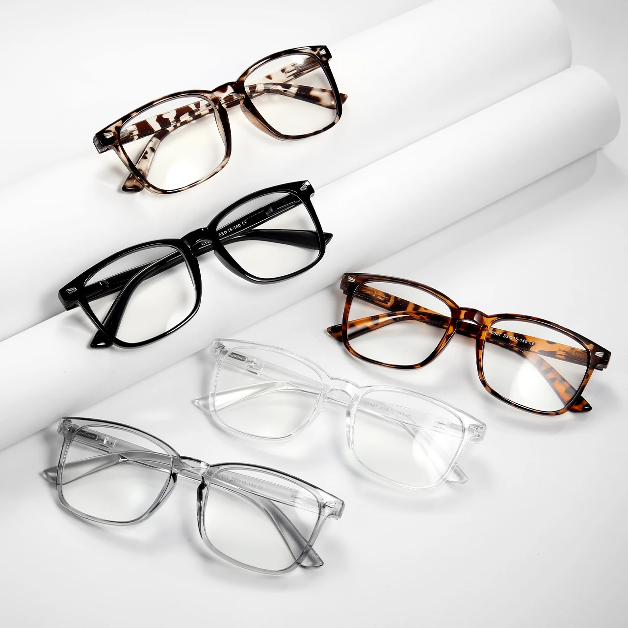 Gafas de lectura con bloqueo de luz azul y enfoque automático, marcos extragrandes unisex antifatiga con bisagras de resorte, 5 uds.