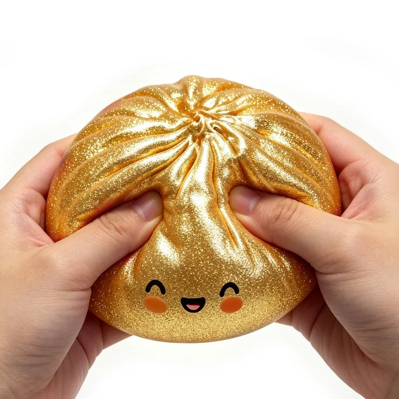 Glitter Dumpling Squishes Stress Balls 2026 Viral Fidget Toy Colorful Simulation Steamed Bun Decompression Toy for Anxiety