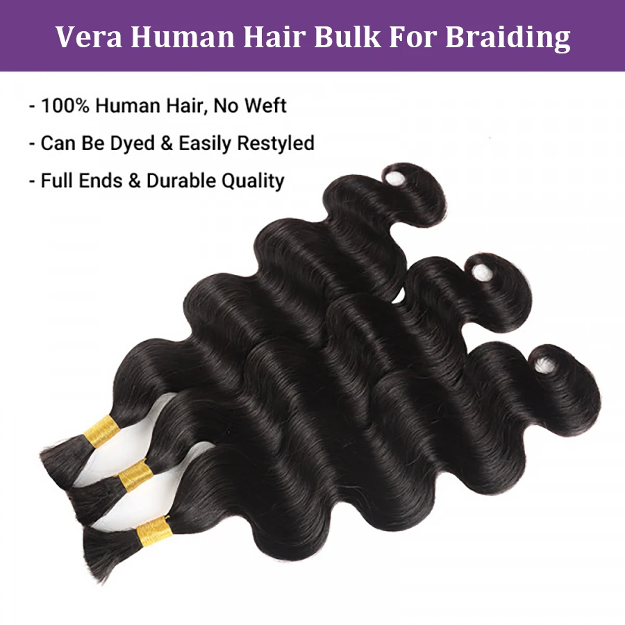 Extensões encaracoladas brasileiras do cabelo humano para tranças de Boho, onda do corpo, cabelo para trançar, nenhuma trama, 10A