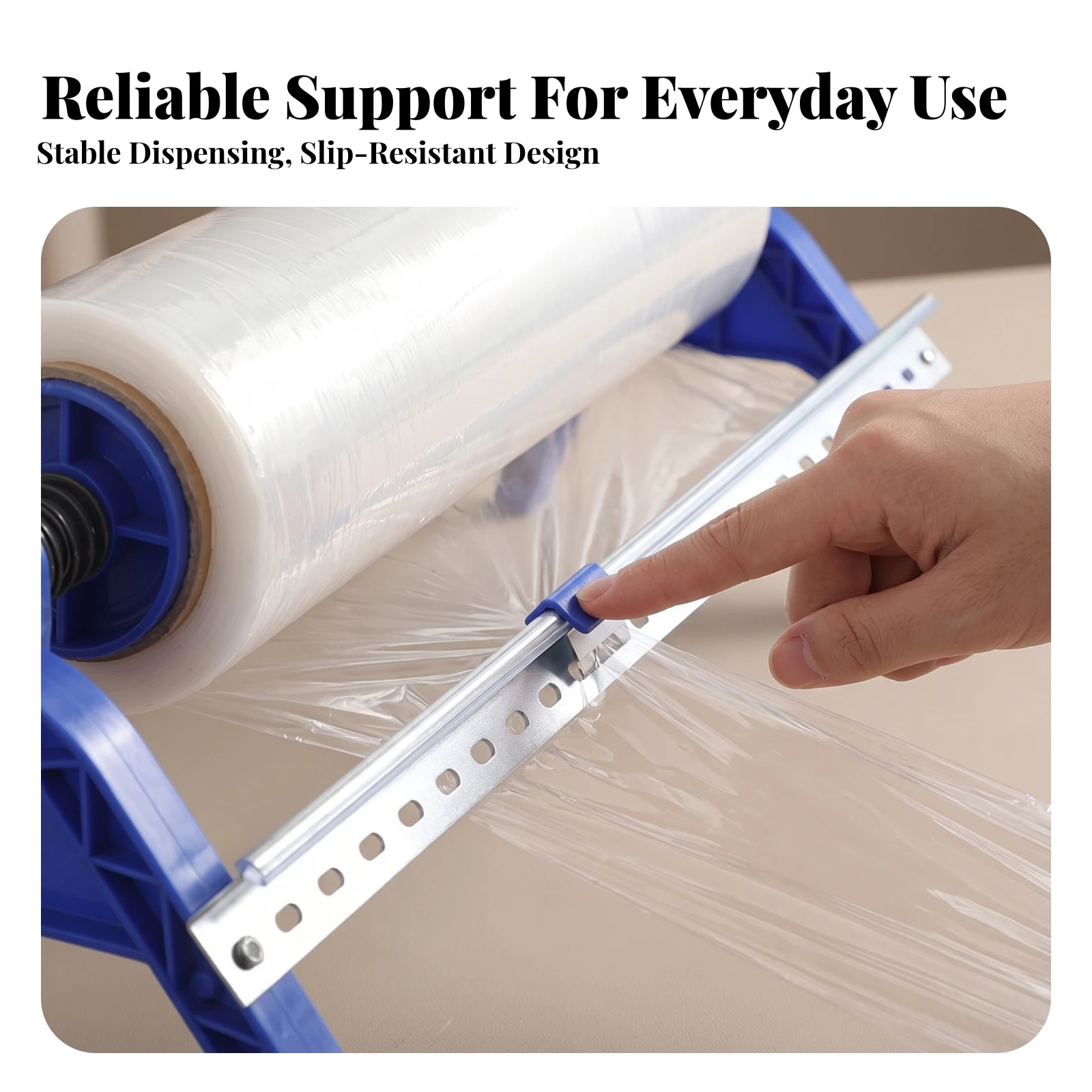 Stretch Wrap Dispenser with Metal Cutter Sturdy Manual Stretch Film Dispenser Wall-Mount Space-Saving for Packers