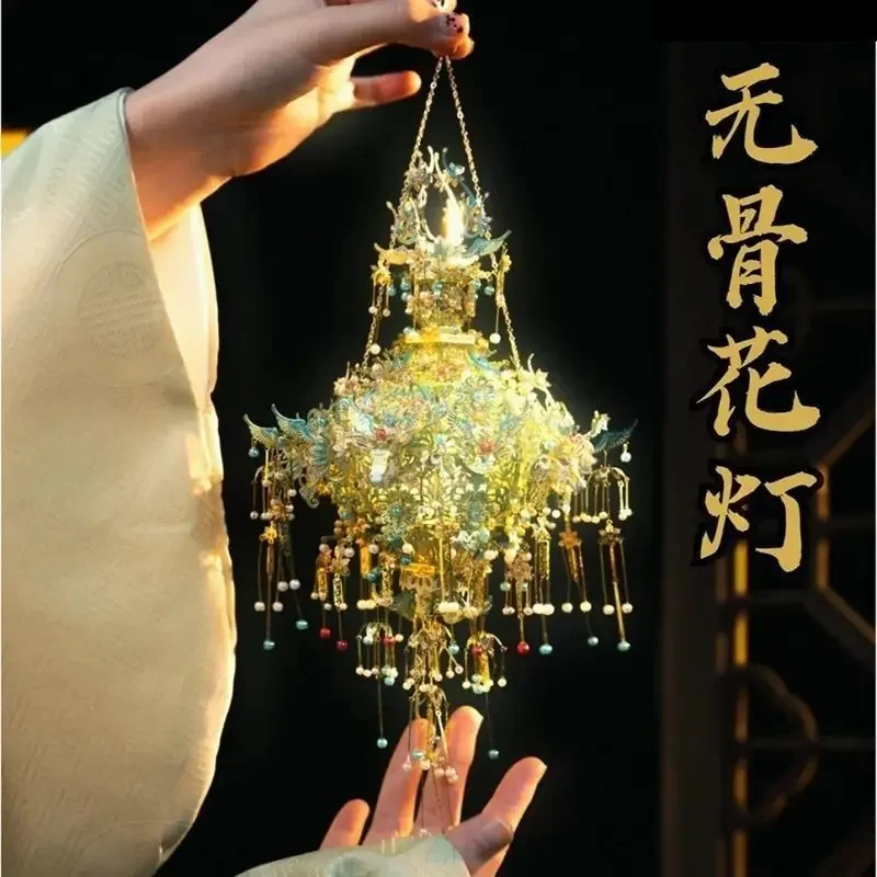 Boneless flower lamp, national style three-dimensional puzzle, model 3D hand-assembled ornament, gift for girlfriend