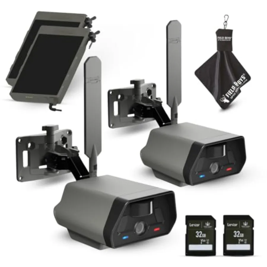 

Outdoor security camera bundle for property/cabin/ranch/job site: solar-powered, black, 4G LTE cellular connectivity without Wi