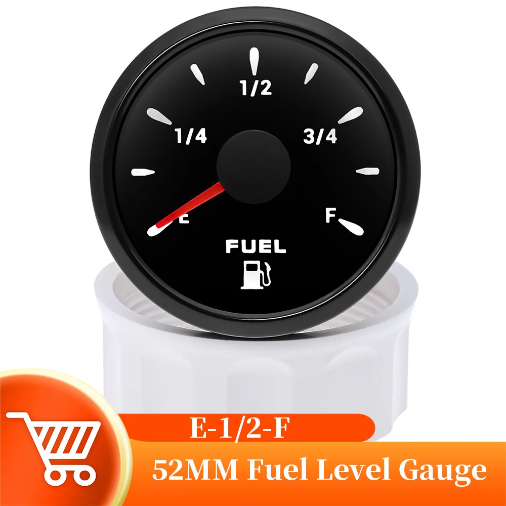 12V 24V 52mm Fuel Level Gauge With 7 Colors Backlight Oil Tank Level Indicator Meter 190/240 ohm For Car Marine Boat