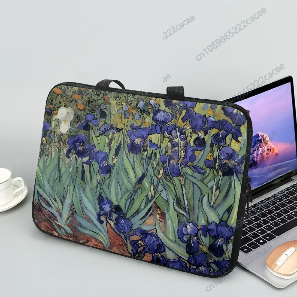 Iris Van Gogh Oil Painting Luxury Designer Tablet Bag Christmas Birthday Gift Fashion Portable Handle Notebook Cover Laptop Bag