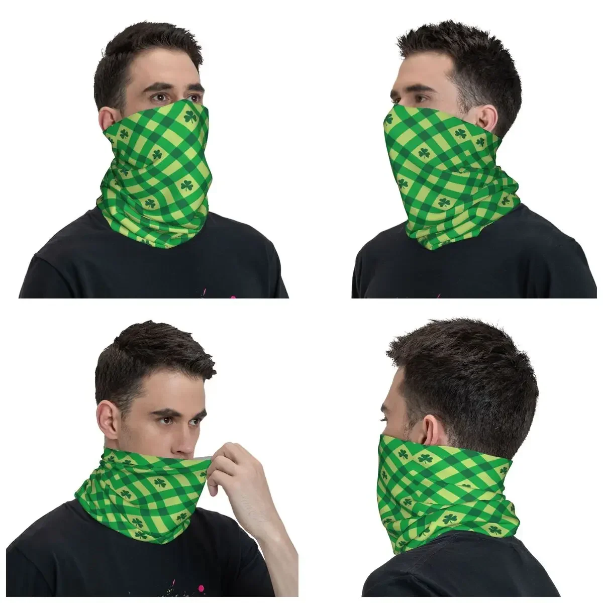 Shamrock Leaf Green Bandana Neck Gaiter Printed Balaclavas Wrap Scarf Multi-use Cycling Riding for Men Women Adult Breathable