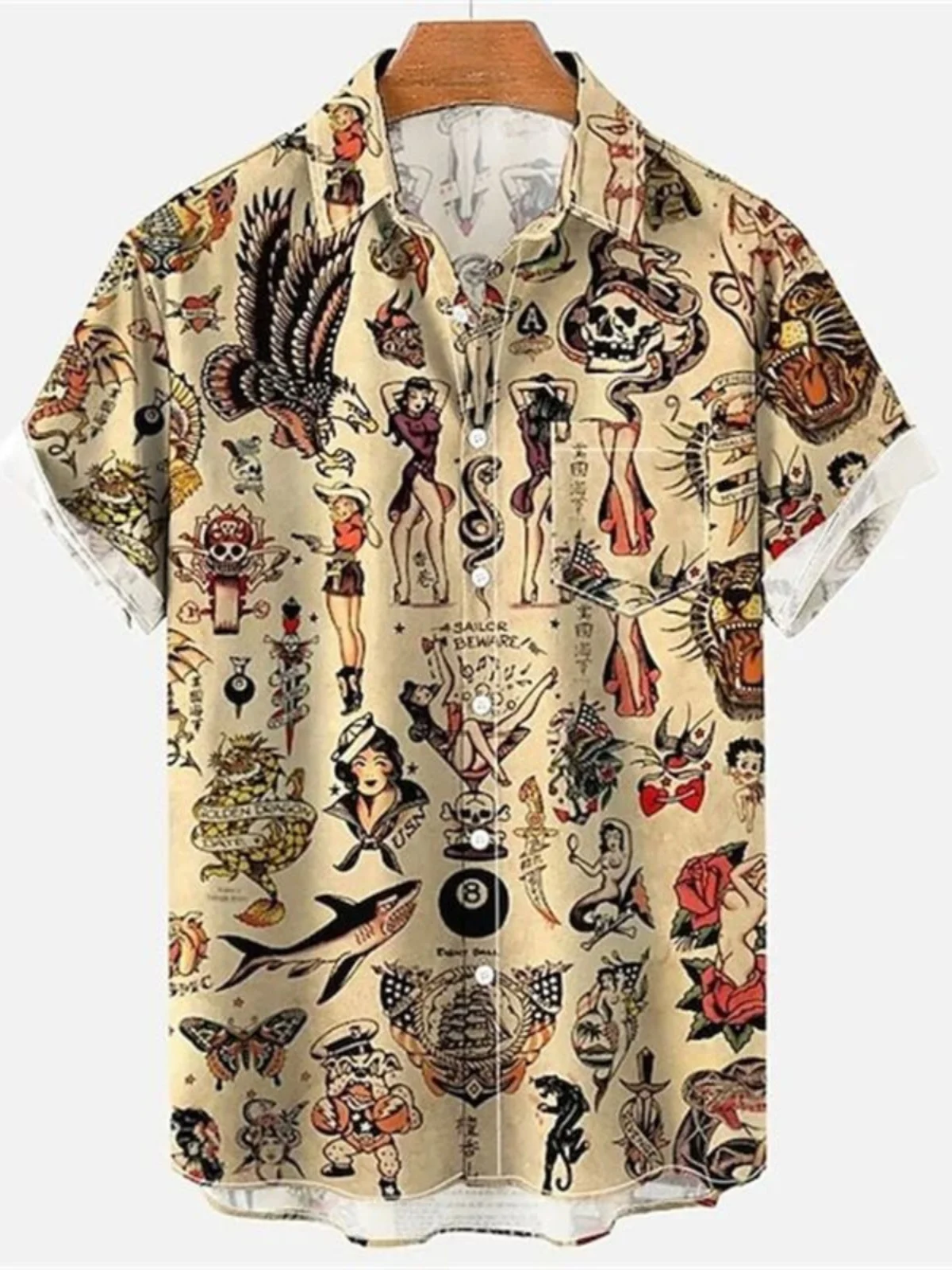 

Men's 3D Digital Print ort Sve irt Breathable Casual Faion Summer Top Youth ular Loose Fit Button down