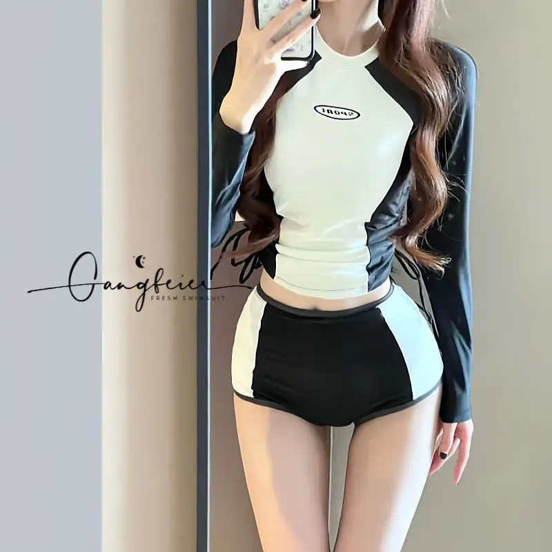 

Diving Suit Women's Split Swimsuit Long Sleeved Slimming Korean Surfing Suit Student Sports Sun Protection Hot Spring Swimsuit