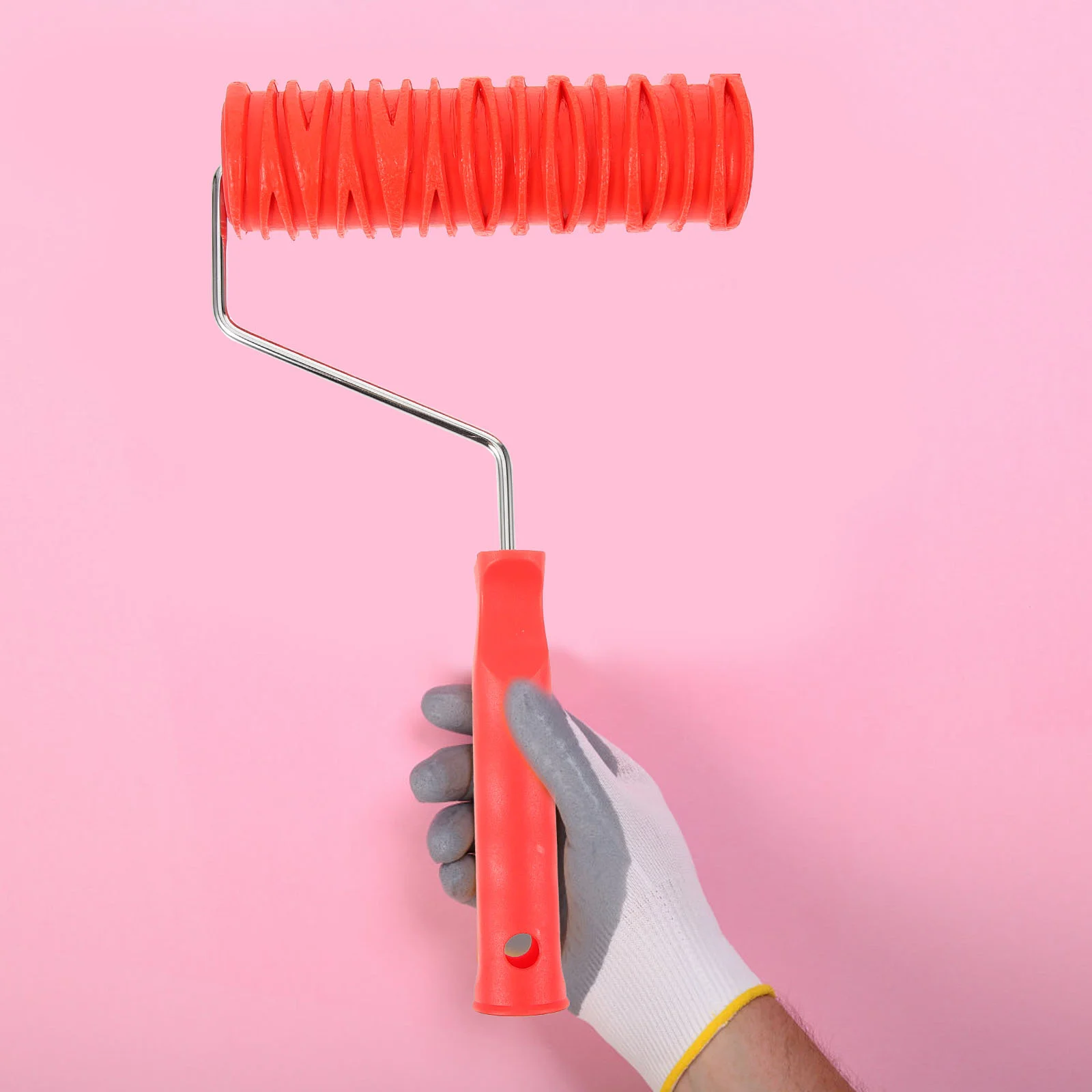 7 Inch Texture Paint Roller for Wall Embossing Decor Grain Pattern Rubber Tool Reusable Drywall Premium Handle