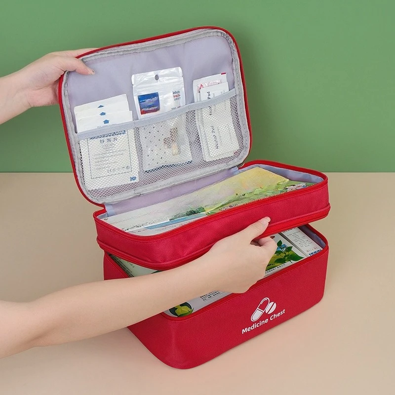 Portable Double-layer Medical Bag Large Capacity Medicine Storage Bag Travel Outdoor Portable Emergency Rescue First Aid Kit