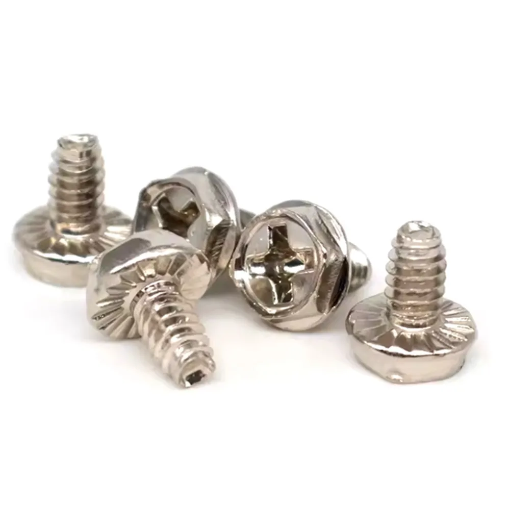 25pcs PC Case Power Supply PSU Hard Drive Motherboard Phillips Hex Flange Washer Head Mounting Screw 6#-32x6mm DIY Computer B